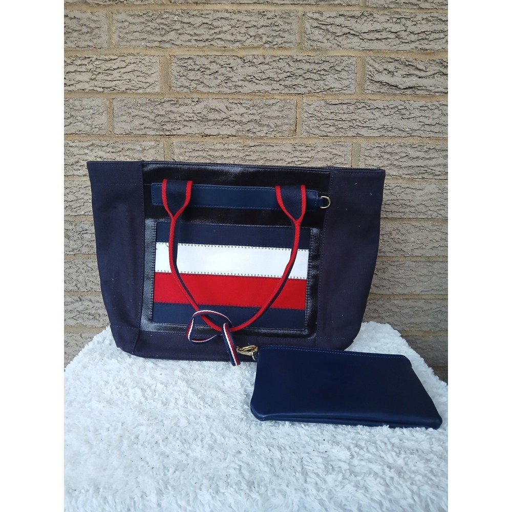 NWT Tommy Hilfiger Classic Tommy Shopper Tote Bag W/ Pouch Red White Blue Purse